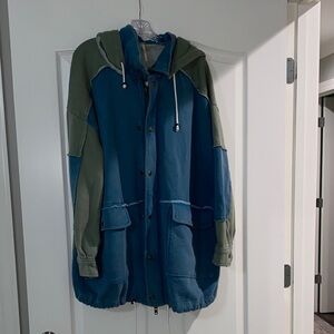 Free People Green Hooded Jacket